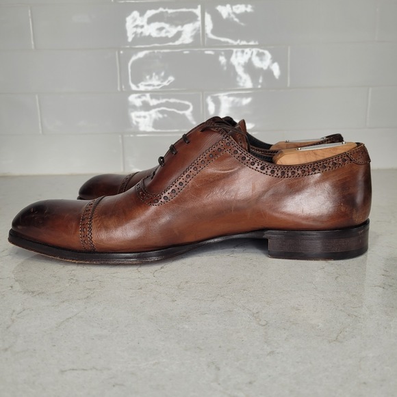 To Boot New York "Warwick" Brown Leather Perforated Cap Toe Oxford Men's Size 10 - Picture 7 of 15